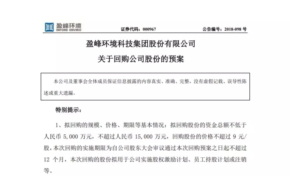 好博環(huán)境宣布回購部分公司社會公眾股份